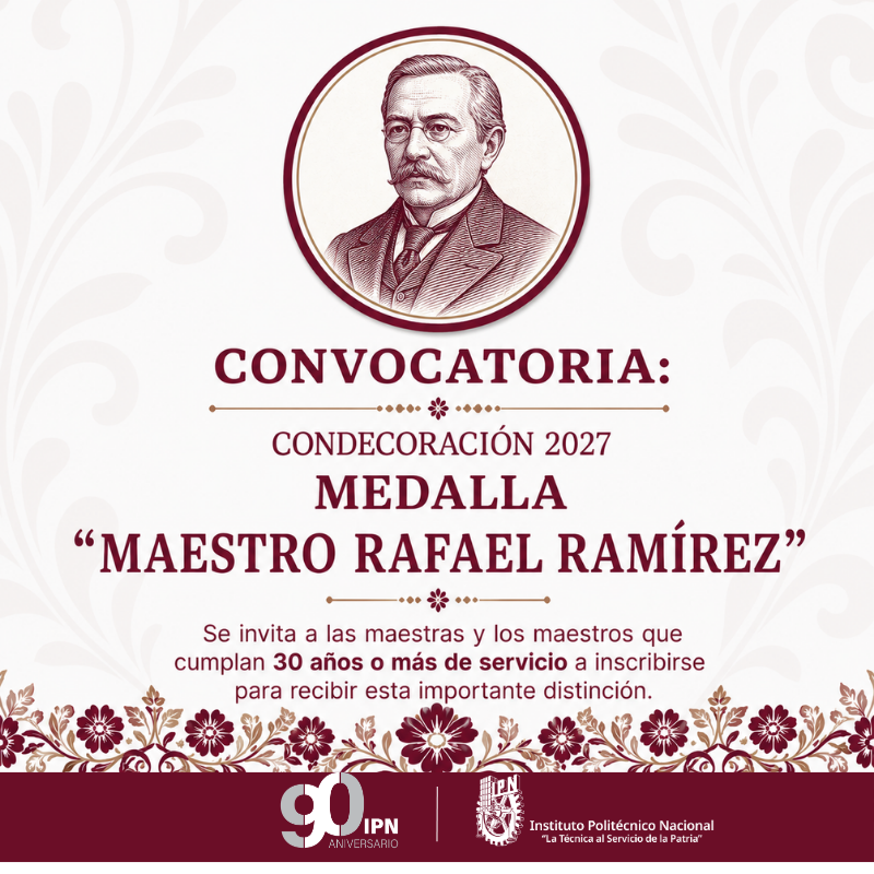 La medalla Maestro Rafael Ramírez, que se otorgará anualmente como reconocimiento a la labor de los maestros que, en forma perseverante y distinguida, hayan prestado treinta años de servicios a la Secretaría de Educación Públic